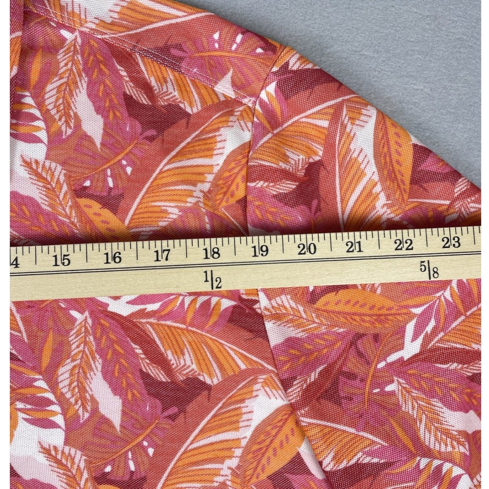 Tommy Bahama Polo Mens XL Orange Tropical Leaf Print Supima Blend Short Sleeve - Picture 5 of 8